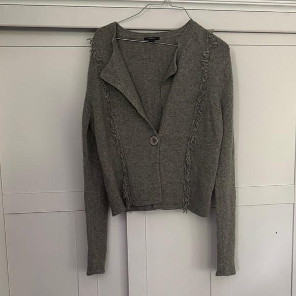 Pure Amici cashmere Gray Fringed Women's Sweater - Picture 1 of 3